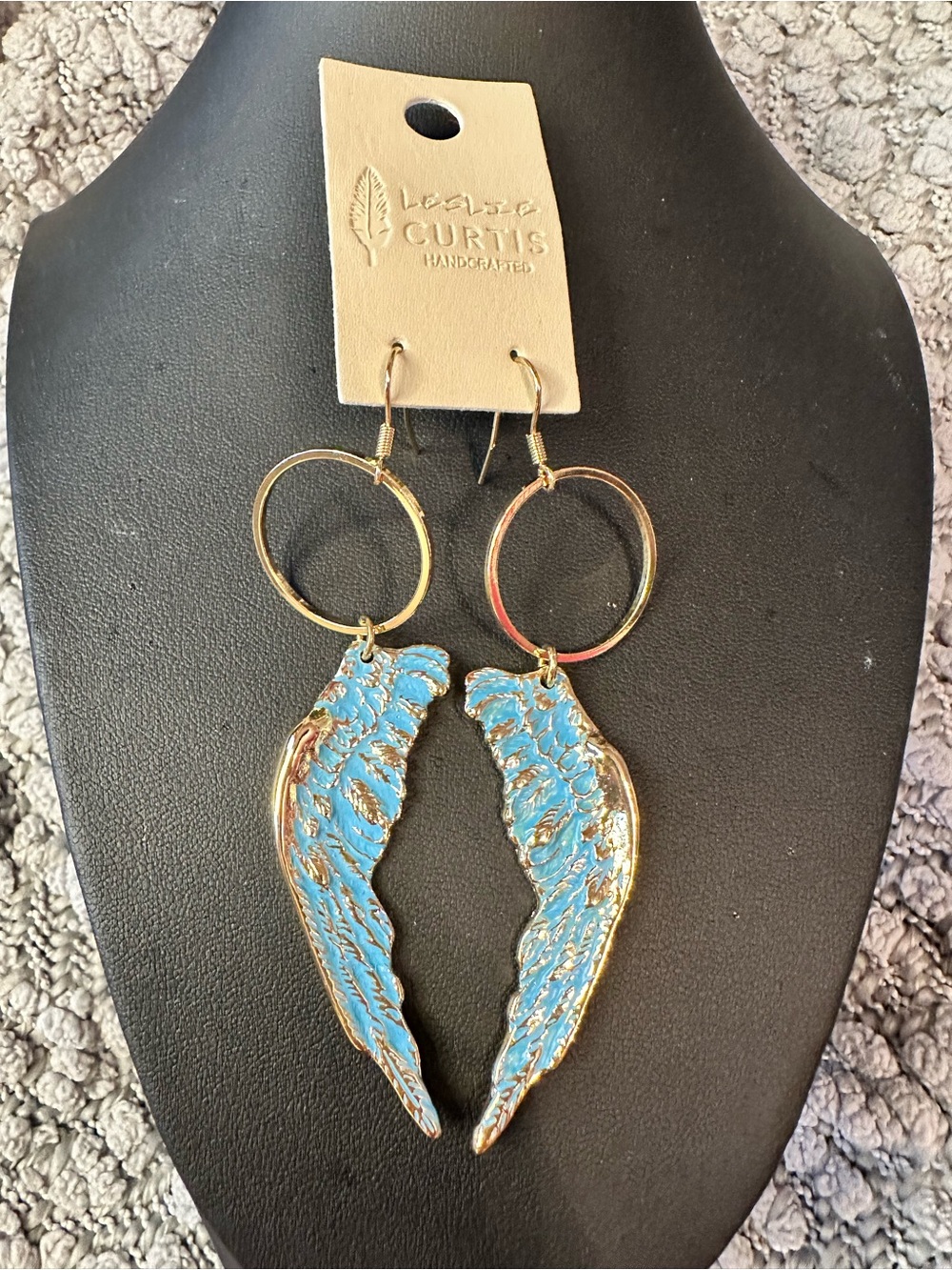 Leslie Curtis Gold & Turquoise Wing Drop Earrings